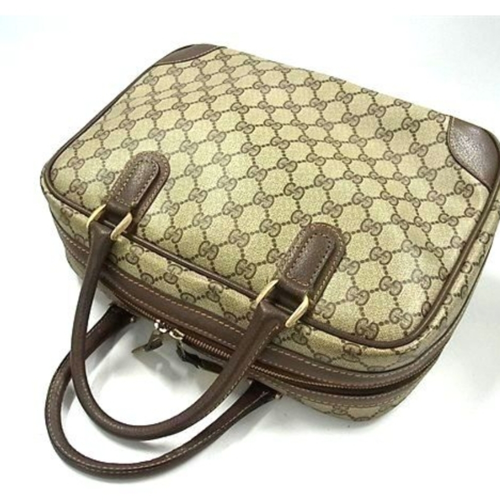 Gucci Beige and Brown GG Monogram Satchel - Picture 2 of 6